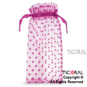 BOLSA ORGANZA FUCSIA 15X25 LUNARES HS3977-2 x 1